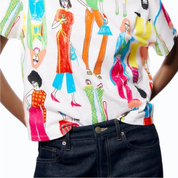 Zara Multicolor Graphic Women’s Tee 100% Cotton T-Shirt - Picture 4 of 7